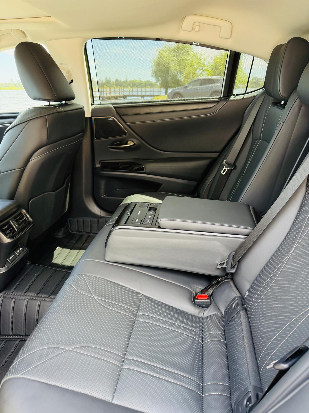 Quilted leather rear cabin of the Lexus ES300h